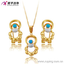 60246 Xuping unique new models popular digital 8 shaped jewelry imitation gold filled two pieces set